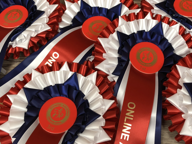 BD Champs 2025 Red, white and blue rosettes, with a star in the middle