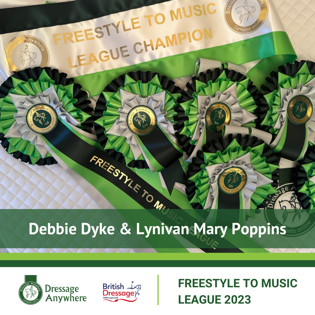 Green online dressage rosettes with winners shash