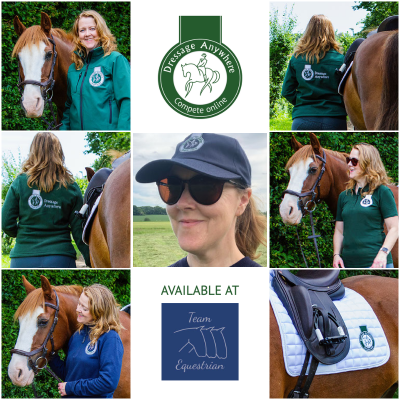 Rider wearing Dressage Anywhere branded clothing