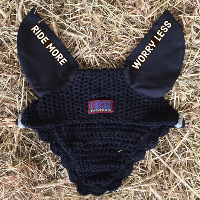 Ear bonnets with messages from you horse on the ears