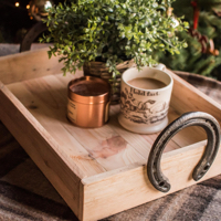 Equestrian wooden serving tray
