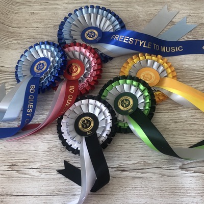 Picture of rosettes laying flat on wooden background
