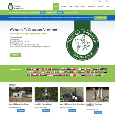 Screenshot of online dressage schedule